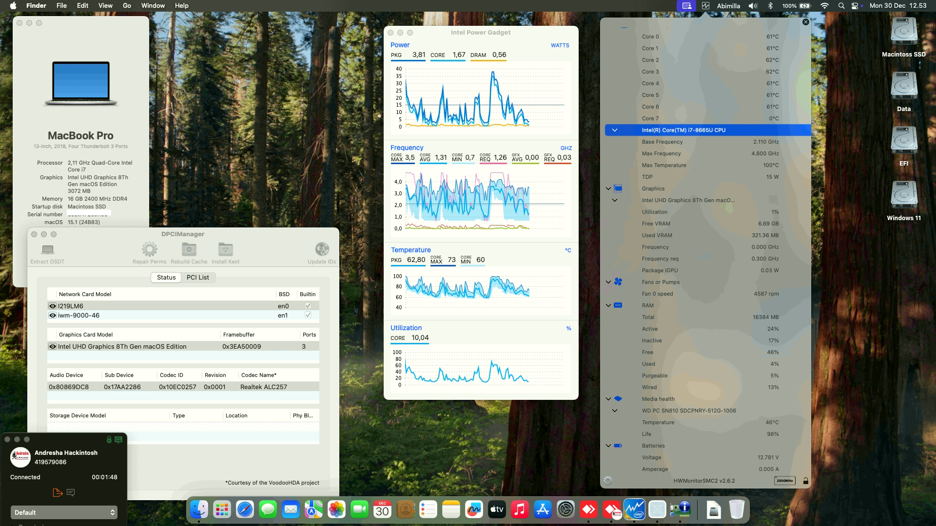 Success Hackintosh macOS Sequoia 15.1 Build 24B83 in Lenovo Thinkpad X390 Touchscreen